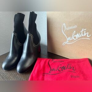 Christian Louboutin Sockies 85 tricot/calf black leather 39